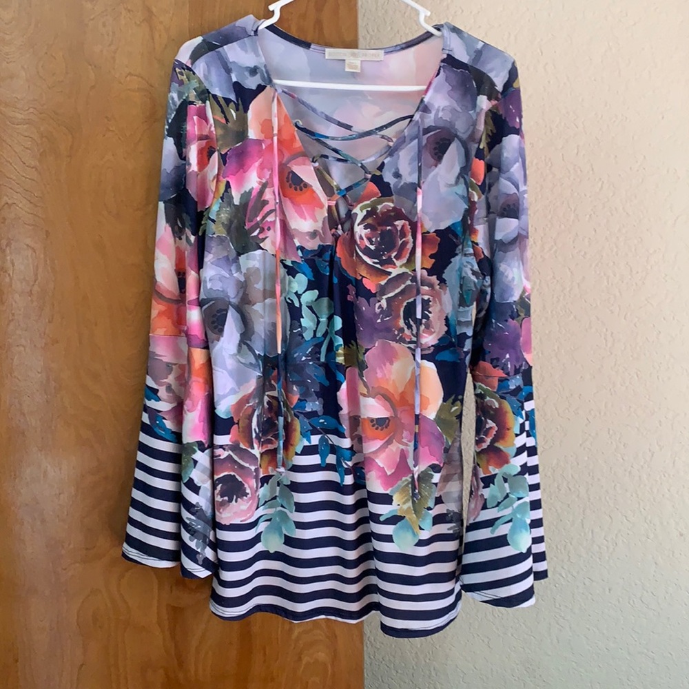 Boston Proper - Large - Flower Abstract - Silky style shirt- Never Worn Before